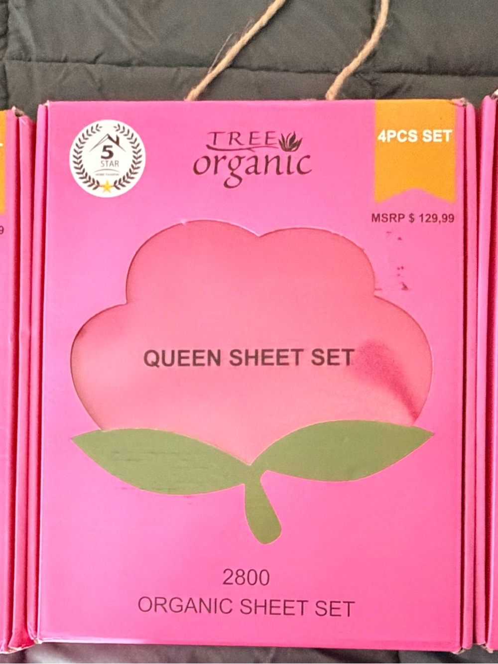 Pink King Sheet Set - 4PC Organic Bedding - Picture 2 of 2